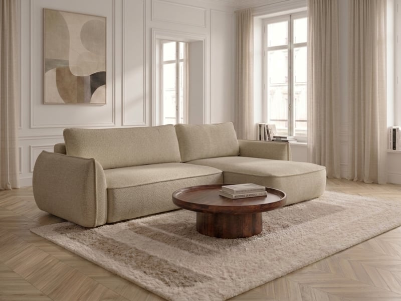  Bobochic canapé d'angle convertible réversible esmee tissu chenille beige  réversible ESMEE - Conforama B