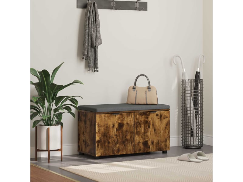  Banc d'entrée, banc interieur avec coussin chêne fumé 80x38x46 cm shl56700  - Conforama B