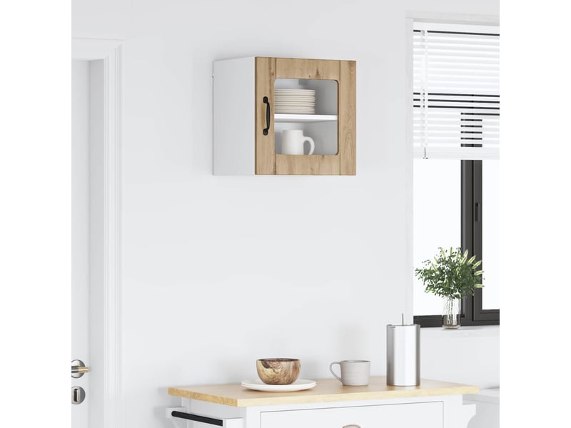  Meuble mural de cuisine, cabinet en verre mural chêne artisanal 40x31x40cm shl4327  - Conforama D