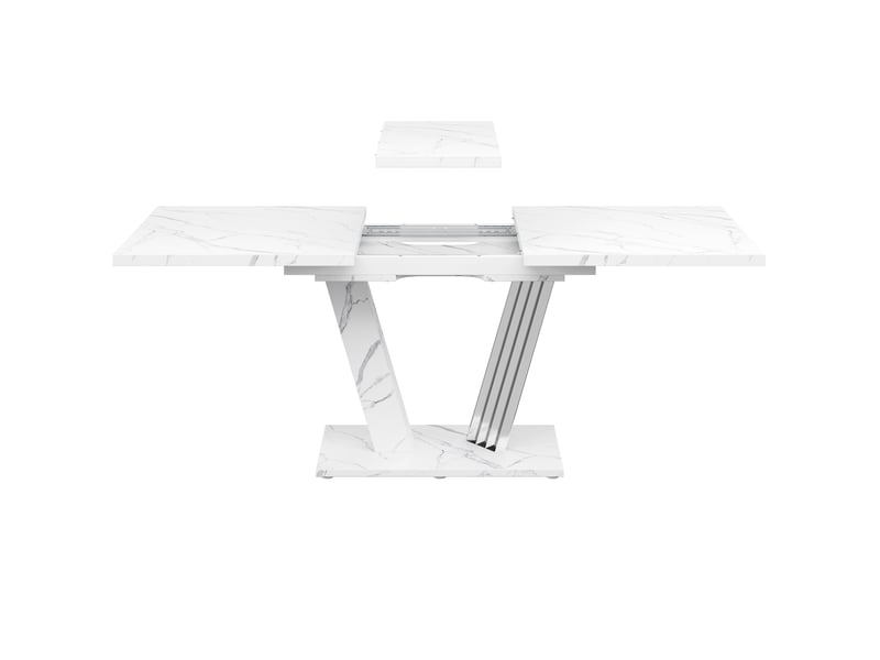 Ensemble table et quatre chaises pour salle à manger, table extensible de 120 à 160 cm, 4 à 6 personnes, gris - Conforama W