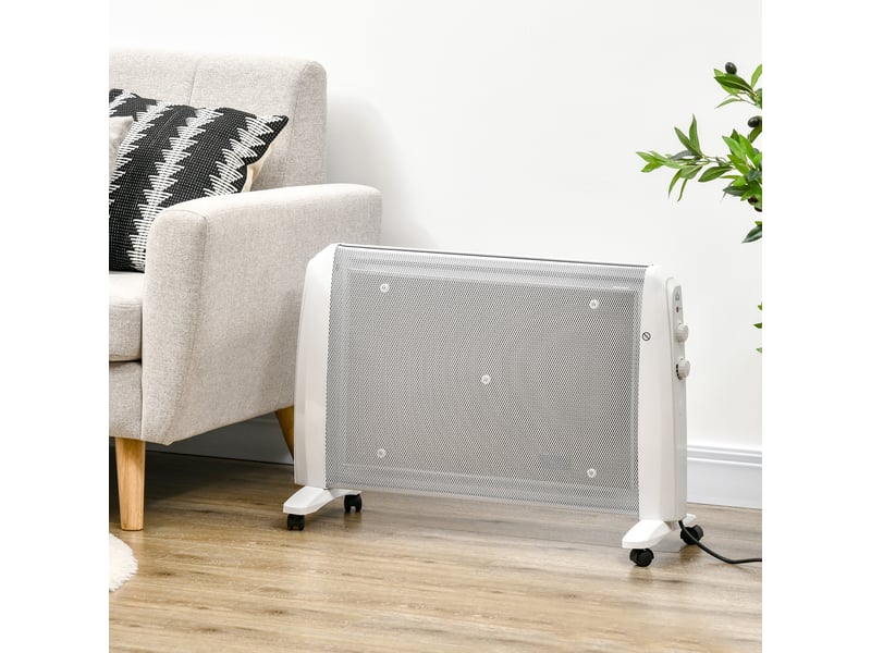  Chauffage électrique pour plaques de cuisson mica 1000 w2000 w avec thermostat réglable, 4 rouleaux, 15–20 m², blanc  - Conforama C