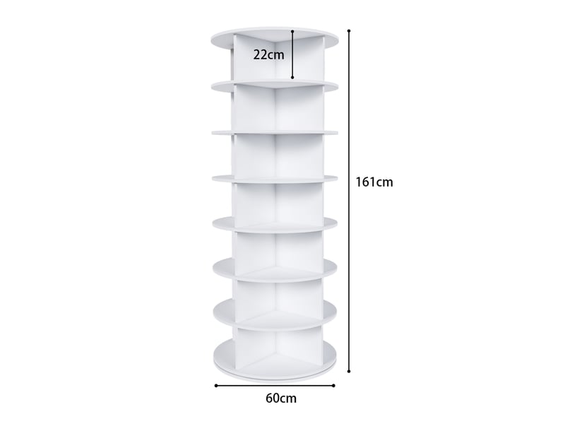  Étagère à chaussures pivotante tcqpz 360° 7 niveaux 28 paires 60 x 60 x 161 cm pvc blanc  - Conforama C