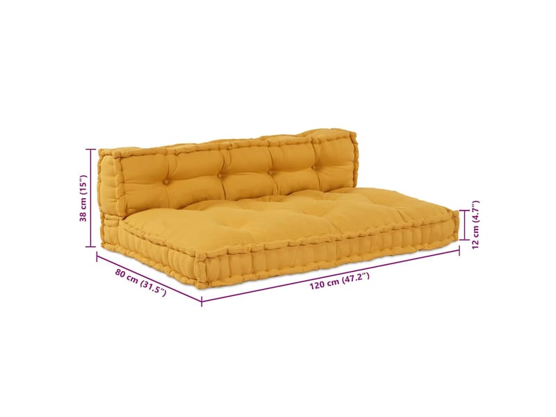  Coussin de canapé sur palette, coussin de chaise 2 pc tissu jaune 120 x 80 x 38 cm cf54204  - Conforama E