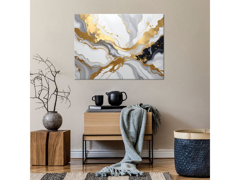 Tableaux, abstraction marbre gris or 60x40 1312613766 - Conforama B