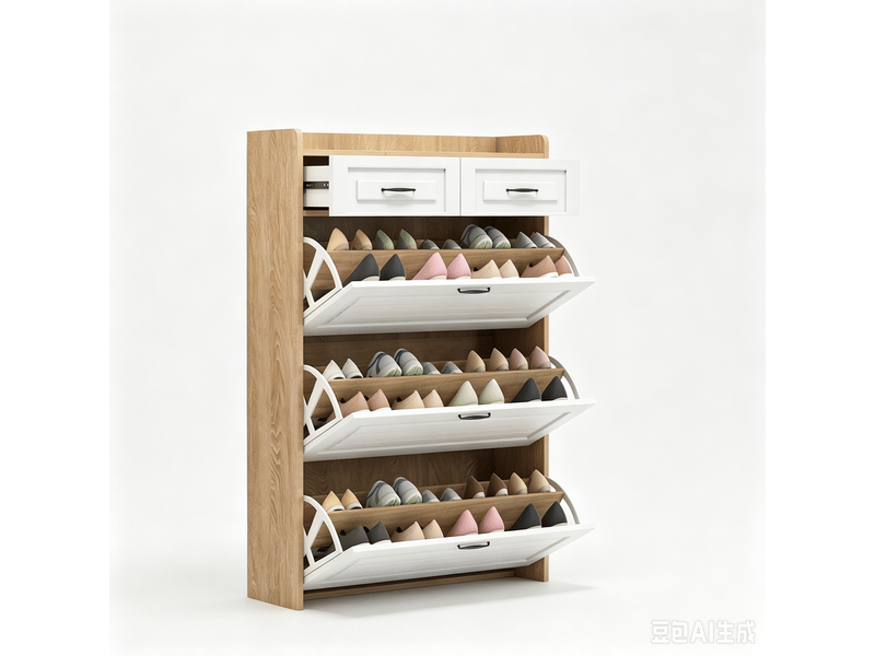  Meuble à chaussures pivotant, 3 étagères et 2 tiroirs, 80x23.5x125 cm RN Store - Conforama A