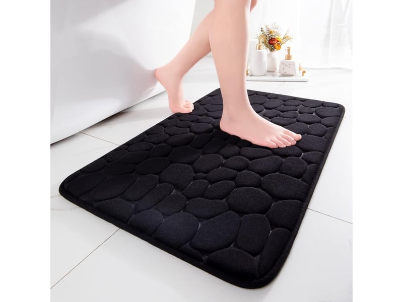Tapis de bain, 40*60cm noir tapis salle de bain antidérapant absorbant tapis de salle de bain, mousse à mémoire de forme shower mat - Conforama A