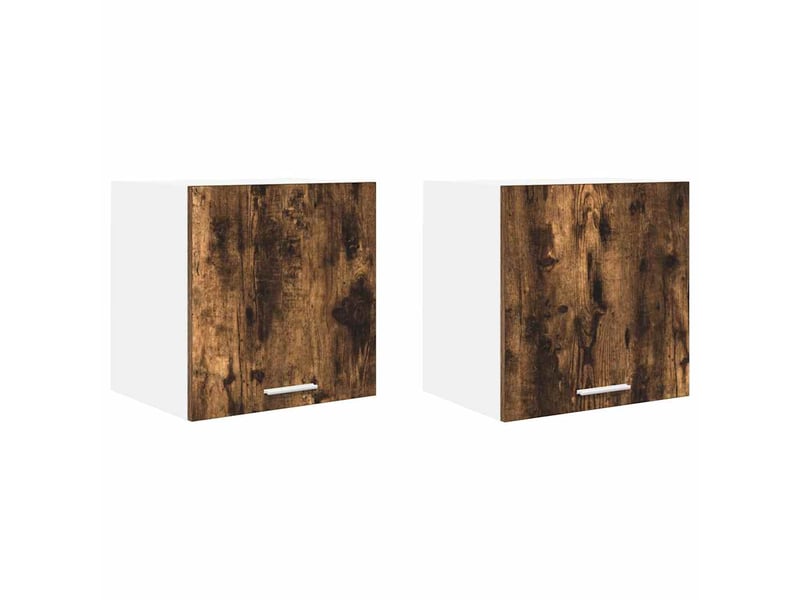 Meuble de rangement, armoire suspendue 2 pcs chêne fumé et blanc bois d'ingénierie shl1150 - Conforama A