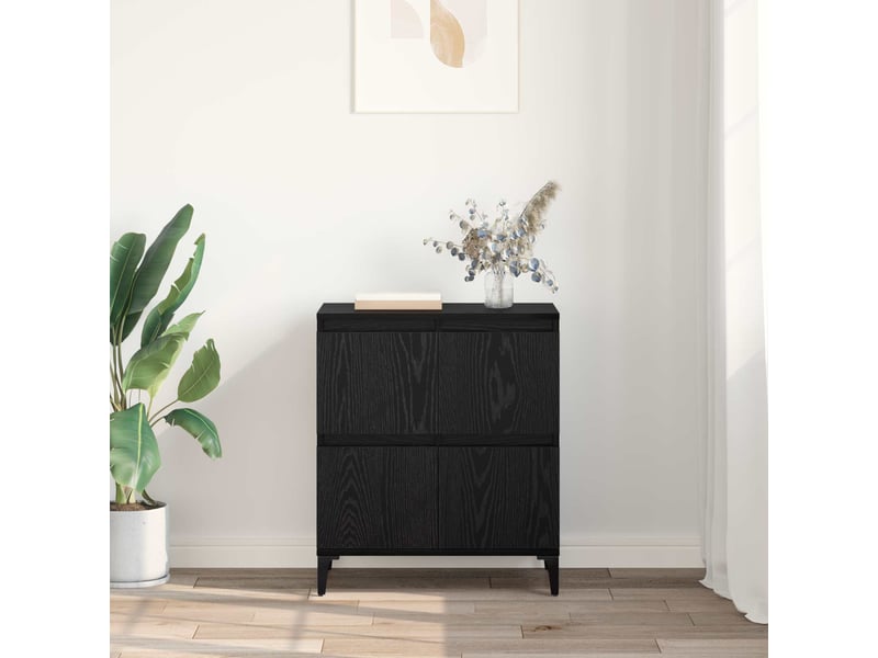  Buffet - bahut - meuble de rangement chêne noir 60 x 35 x 70 cm bois d'ingénierie et fer  - Conforama D