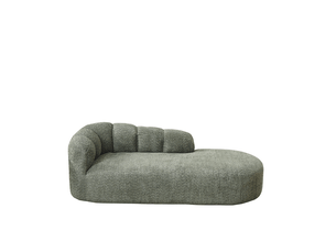 Chaise lounge moderne avec dossier courbe à ondes en velours chenille vert sauge, divan avec accent vert foncé, sofa sans accoudoirs confortable pour salon, chambre à coucher et recoin lecture