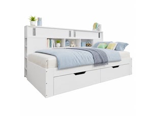 Lit simple 90x190 cm HAVRYA coloris blanc