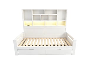 Lit avec rangement 90x200 cm coloris blanc