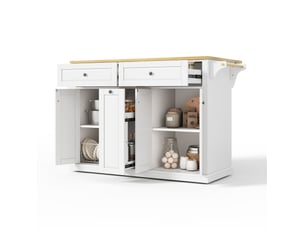 Desserte de cuisine mobile 121 x 49 à 69 x 89 cm avec plateau rabattable, rangements et roulettes verrouillables