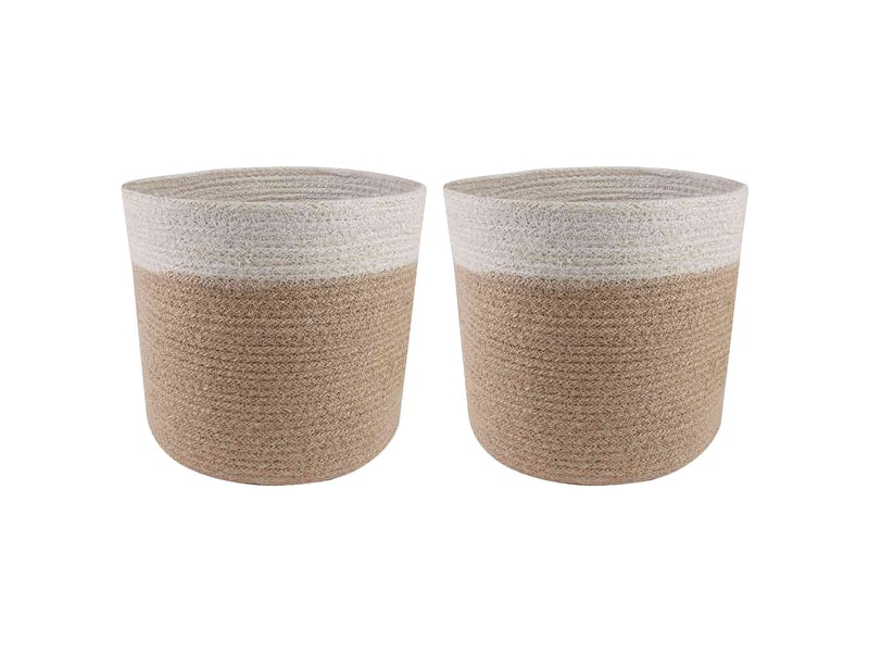 Jardinière - ensemble de pots à plantes 2 pcs naturel et blanc ø 21 x 21 cm - Conforama A