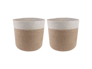 Jardinière - ensemble de pots à plantes 2 pcs naturel et blanc ø 21 x 21 cm