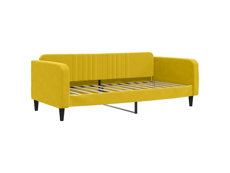  Lit simple- lit adulte -  lit de repos sans matelas jaune 100x200 cm velours  - Conforama A