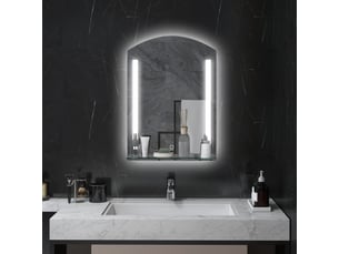 Miroir de salle de bain led 50x70 cm, miroir lumineux avec étagère en verre, 3 couleurs, ip44, interrupteur tactile, cadre aluminium