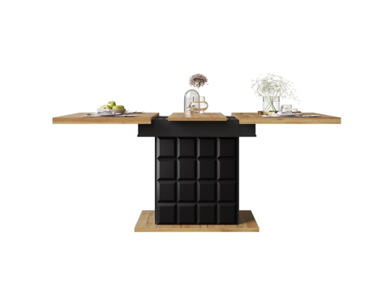 Table à manger 110-140 × 80 cm, table de cuisine pliante pour 4 à 6 personnes, noir - Conforama A