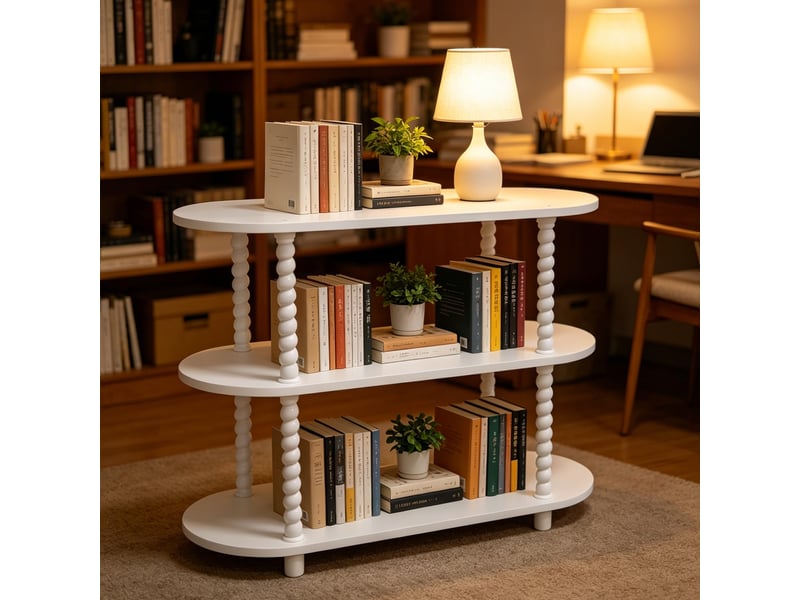  Console étroite 3 niveaux avec rangement, table d’appoint moderne pour salonchambreentrée - mdf - idéale petits espaces - blanc PHK_346MVV4G - Conforama E
