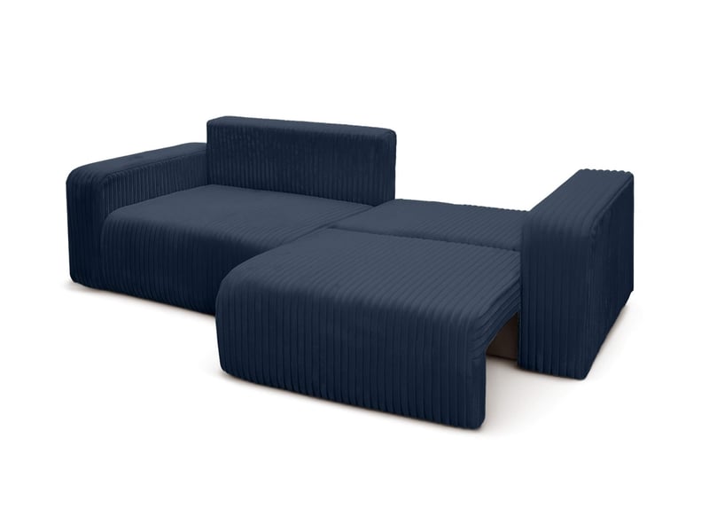  Canapé droit 3 places alya convertible en velours côtelé épais - bleu ALYA - Conforama D