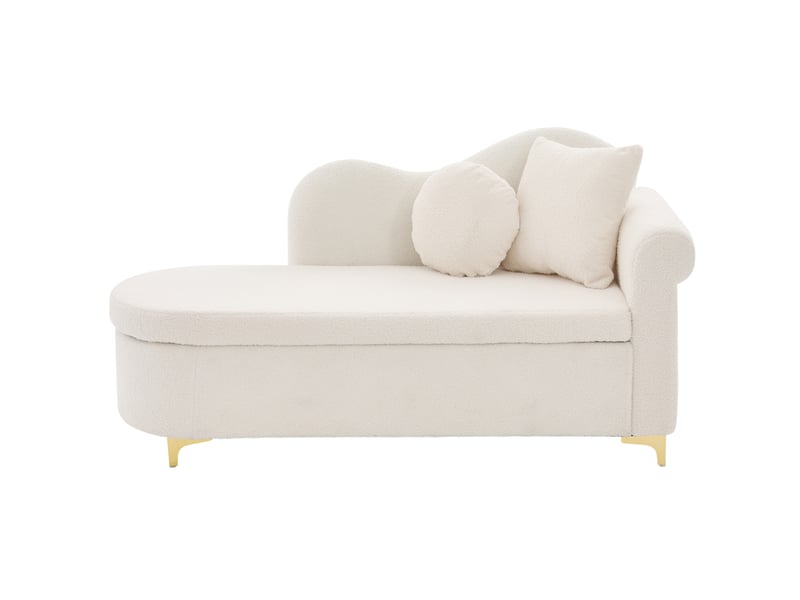  Canapé-lit 134x64x70 cm beige blanc avec rangement et 2 coussins  - Conforama A