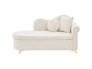 Canapé droit fixe <strong>MAISENTIEL</strong> <strong></strong> 1 place Tissu bouclette beige avec coffre de rangement