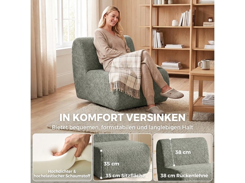  Fauteuil pivotant 360° sans accoudoirs en tissu chenille 90 x 70 x 70 cm  - Conforama D