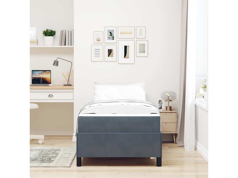 Lit simple- lit adulte - cadre de lit gris foncé 80 x 200 cm tissu - Conforama B