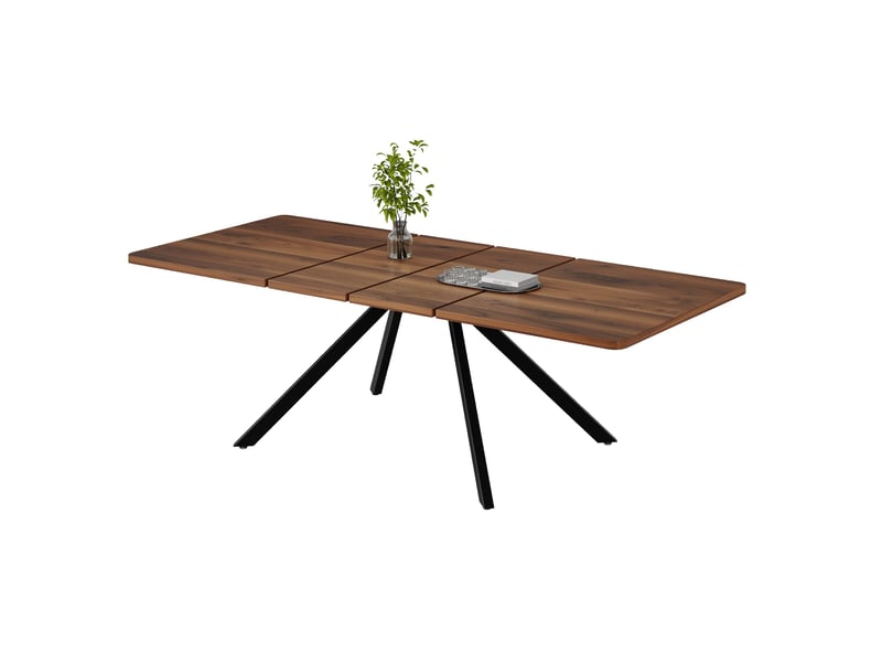  Table à manger extensible, 160-200-240x90 cm, 6-10, repas, salle à manger, plateau mdf, piètement métal, coloris noyer  - Conforama A