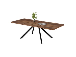 Table à manger extensible, 160-200-240x90 cm, 6-10, repas, salle à manger, plateau mdf, piètement métal, coloris noyer