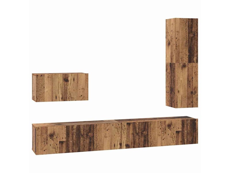  Ensemble meuble tv - banc tv - meuble de rangement 4 pcs bois ancien bois d'ingénierie  - Conforama A
