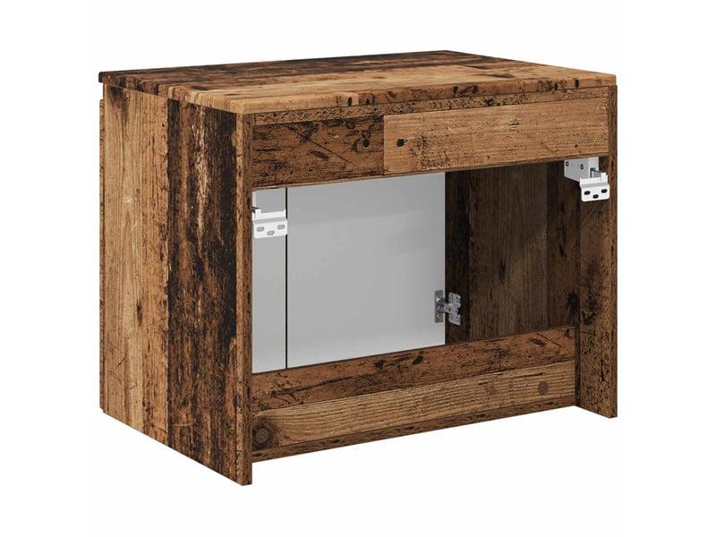  Cabinet salle de bain mural, meuble de rangement bois ancien 62.5x44.5x50 cm  - Conforama E