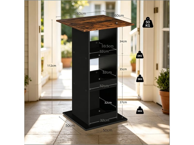 Table haute carrée 2-en-1, table de bar, table à manger et table d’appoint - Conforama C