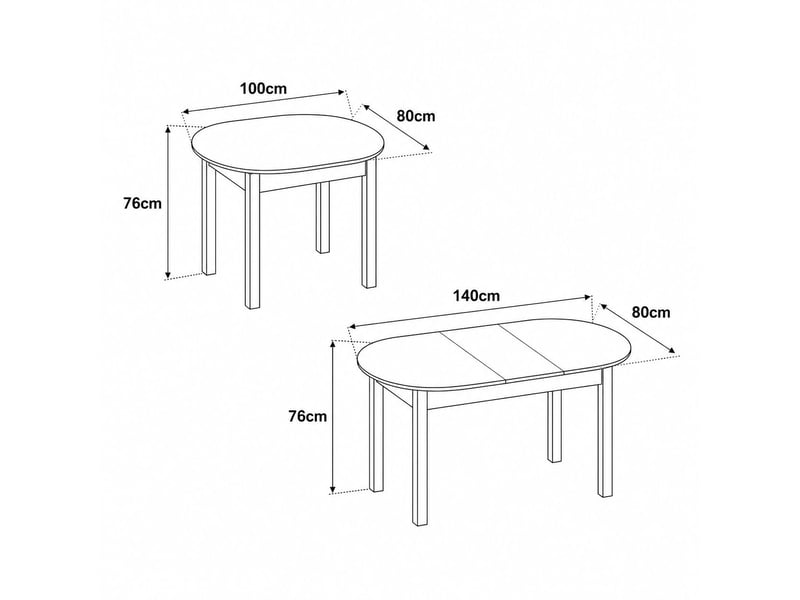  Table extensible liriteda, 6 places, 100x80x76h cm beige Liriteda - Conforama C