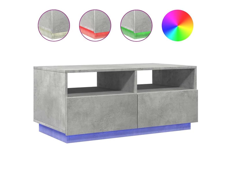  Table basse | table d'appoint salon avec lumières led gris béton 90x49x40 cm  - Conforama A