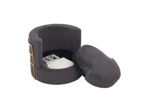 Fauteuil fixe pivotant <strong>HAVRYA</strong> <strong></strong> Velours côtelé gris vendu Par paire