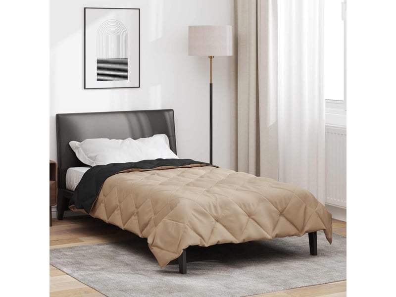 Duvet - couette d'été simple 200 x 155 cm été 200 gsm noir et taupe - Conforama D