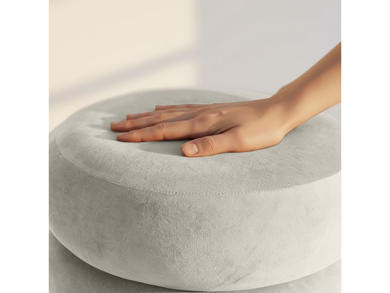 Tabouret en velours avec rangement 42 cm snuggo crème SNUGGO - Conforama B