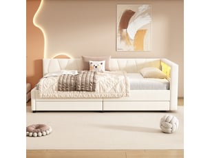 Lit banquette 90x200 cm <strong>OXEZA</strong>  <strong></strong> coloris beige