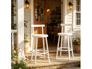 tabouret de bar <strong>OKWISH</strong> - blanc hauteur d'assise 65 cm vendu Par paire