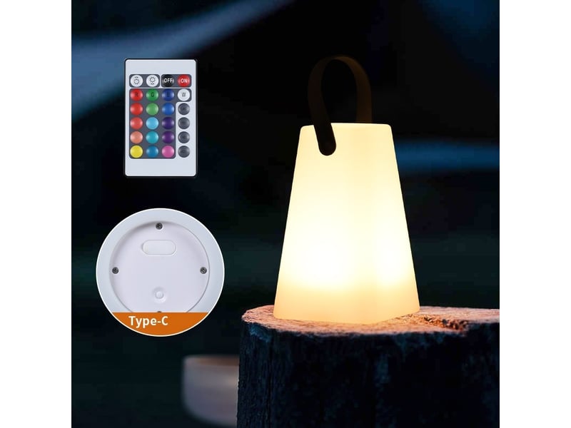  Lampe de chevet portable rechargeable avec télécommande, 16 couleurs 4 luminosités, intérieur extérieur camping  - Conforama B