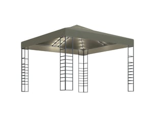 Chapiteau avec guirlande lumineuse à led 3x3 m taupe cf62474