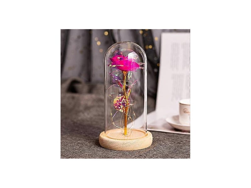  Lampe romantique et créative ornée de fleurs artificielles éternelles pour la saint-valentinrose  - Conforama B