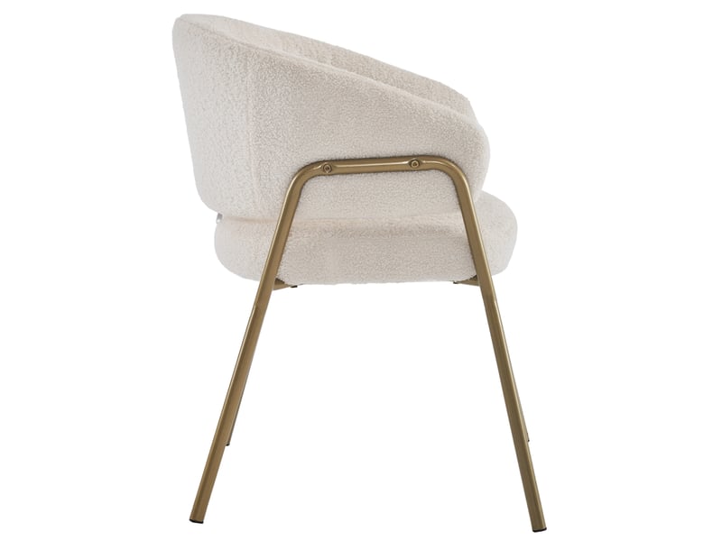 Lot de 6 chaises de salle à manger en tissu bouclette blanc, pieds dorés, style moderne élégant - Conforama E
