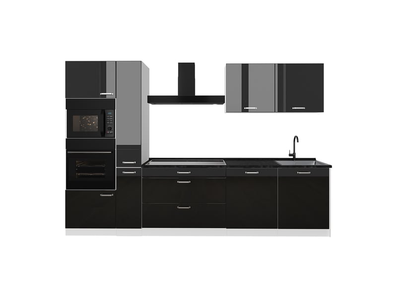  Vicco cuisine, noir haute brillanceblanc, 310cm plan de travail anthracite  - Conforama A