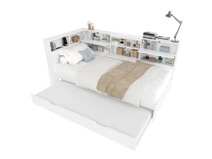 Lit gigogne 90x200 cm <strong>MERAX</strong>  <strong>lit enfant blanc</strong> coloris blanc