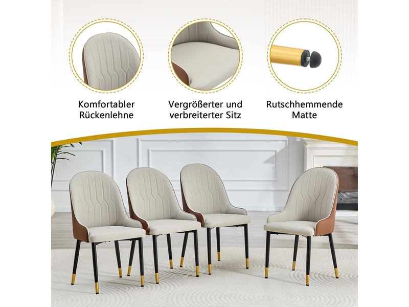  Lot de 2 chaises de salle à manger,47,3x44x91 cm,similicuir,gris chaud et marron  - Conforama D
