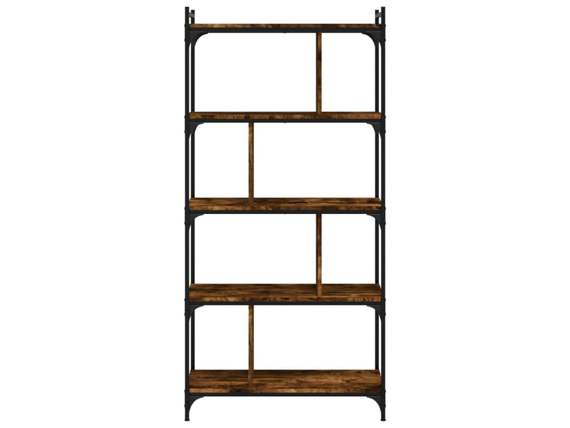  Bibliothèque 5 niveaux, armoire à livres chêne fumé 76x32x158cm bois d'ingénierie  - Conforama C