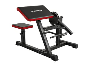 Banc de musculation biceps triceps 105 x 95 x 80 cm noir en simili cuir, siège réglable 5 positions