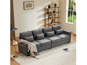 Canapé droit fixe <strong>DESMIU</strong> <strong></strong> 4 places Polyester gris