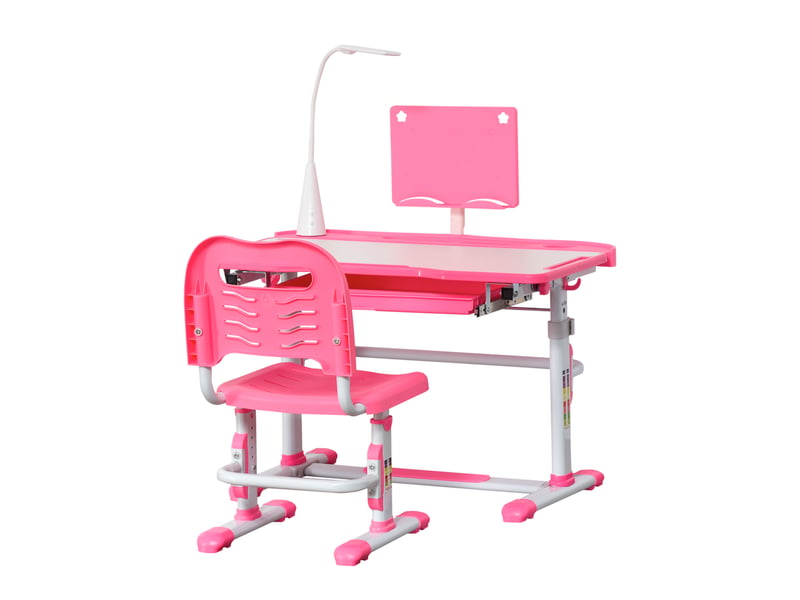  Ensemble bureau et chaise enfant réglables rose, plateau inclinable 80 x 49,5 x 82-104 cm  - Conforama B